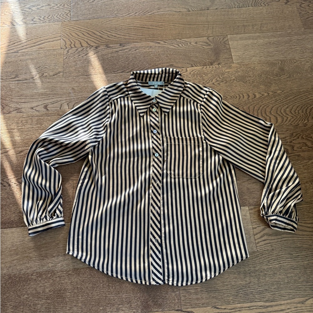 Fun 2 Fun Black and White Striped Button Down Shirt